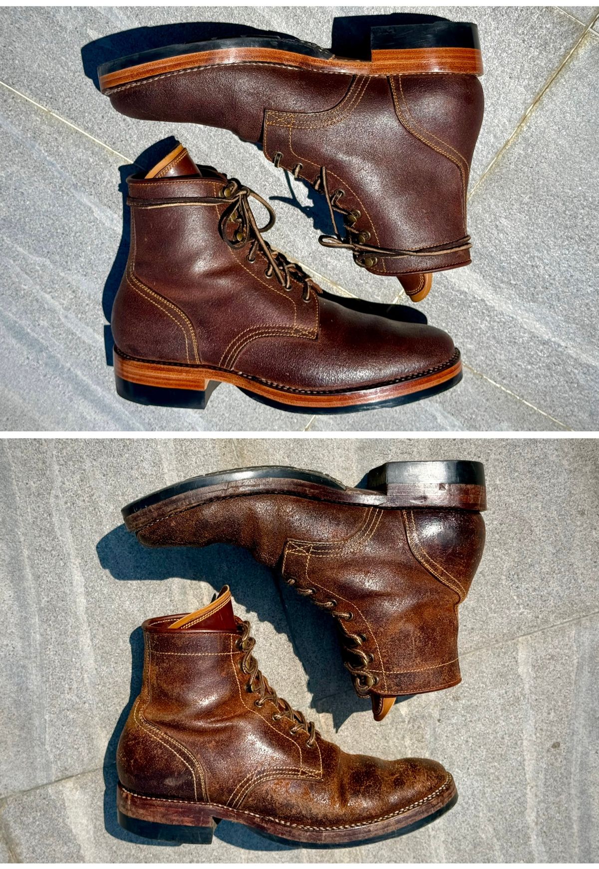 Photo by wwhmusic on April 4, 2026 of the Fortis Boots Strider in Indonesian Brown Waxed Flesh.
