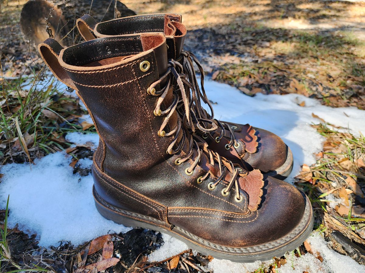 Photo by ProletariatPrince on January 25, 2025 of the Nicks x Rose Anvil ND3 in Horween Brown Waxed Flesh.