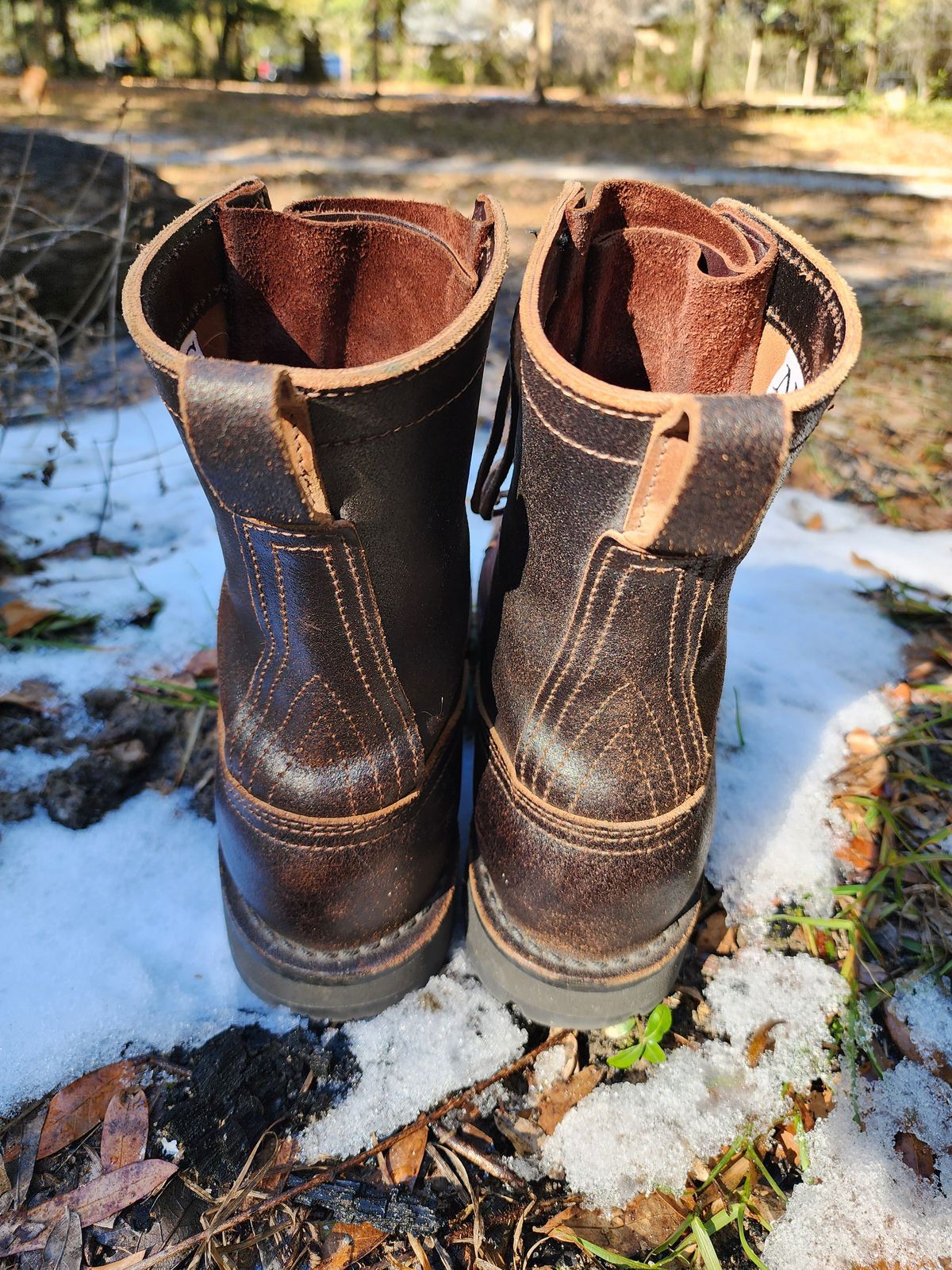 Photo by ProletariatPrince on January 25, 2025 of the Nicks x Rose Anvil ND3 in Horween Brown Waxed Flesh.