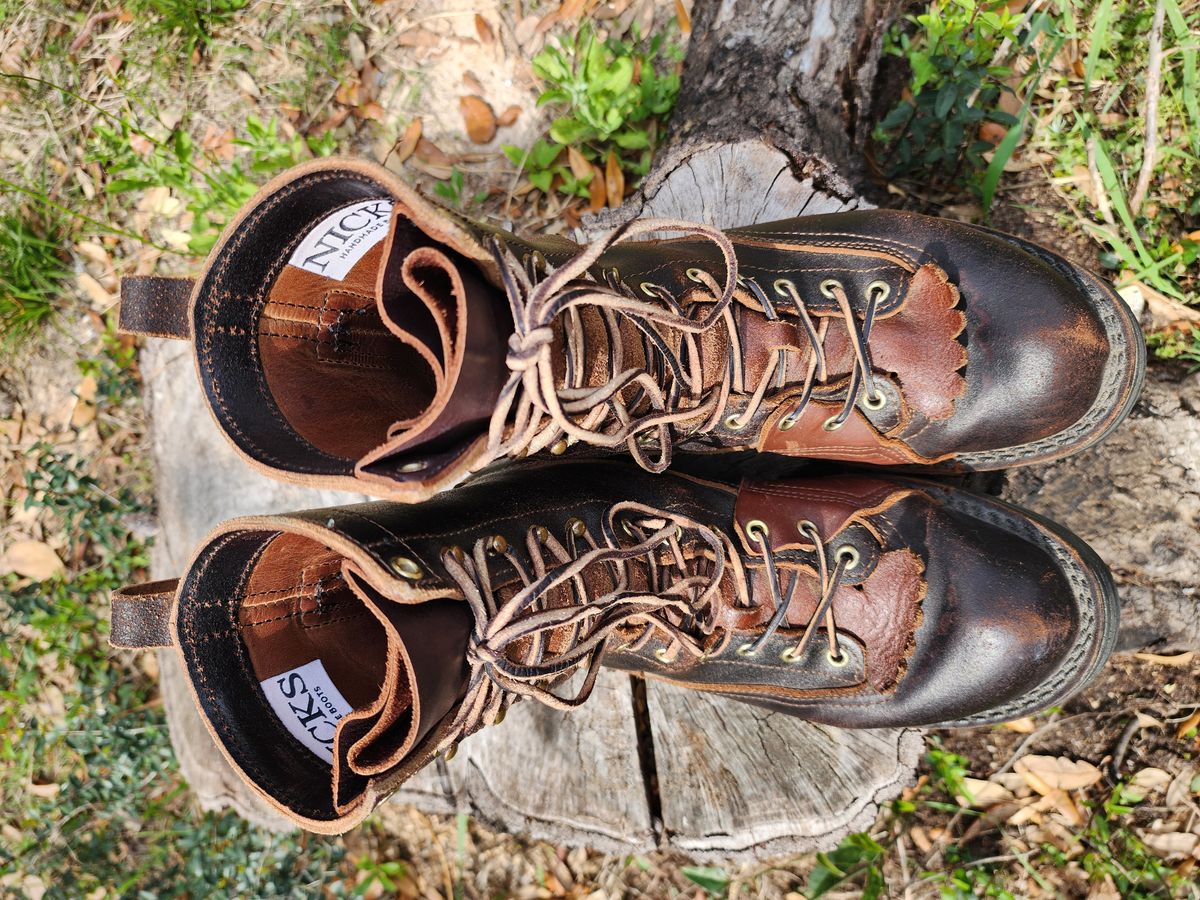 Photo by ProletariatPrince on March 23, 2025 of the Nicks x Rose Anvil ND3 in Horween Brown Waxed Flesh.
