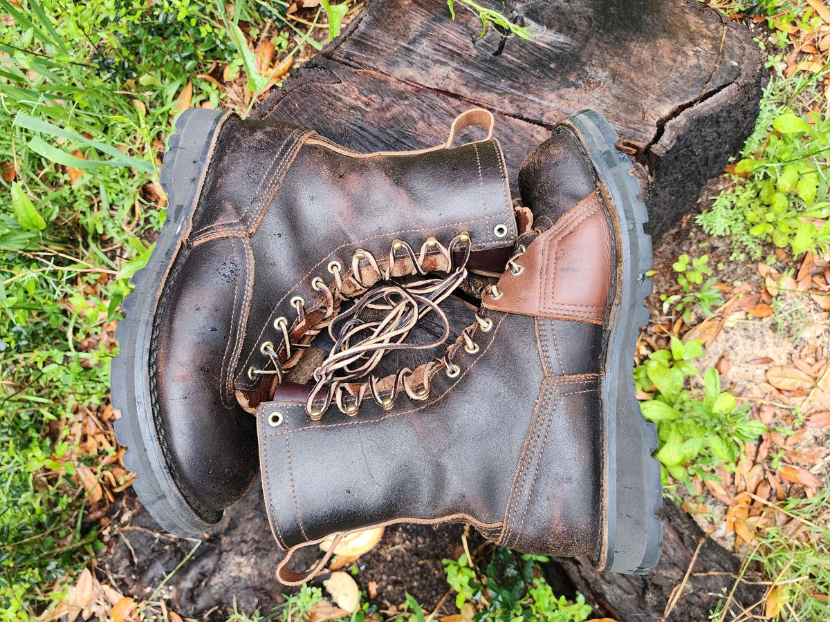 Photo by ProletariatPrince on March 30, 2025 of the Nicks x Rose Anvil ND3 in Horween Brown Waxed Flesh.