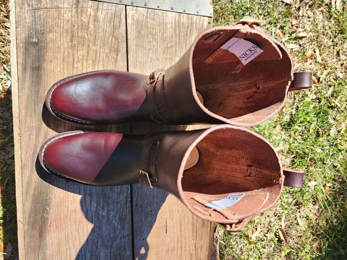 Photo by ProletariatPrince on October 11, 2025 of the Nicks Pullman in Wickett & Craig Burgundy Double Stuffed.