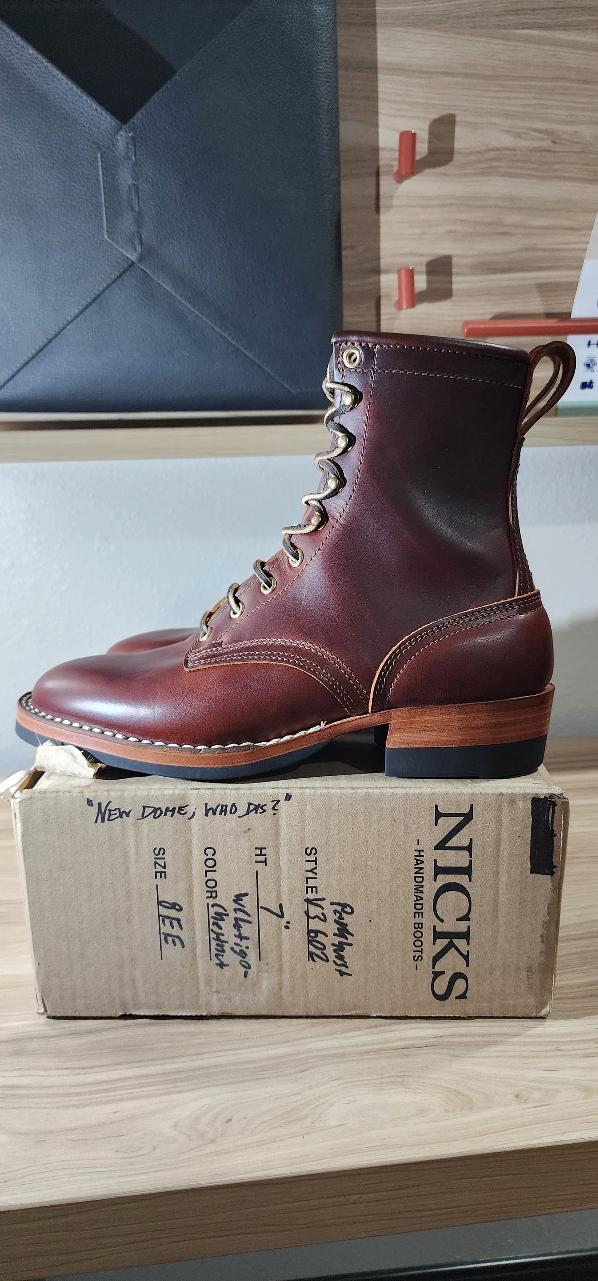 Photo by ProletariatPrince on October 1, 2025 of the Nicks MTO in Wickett & Craig Chestnut Oiled Latigo.