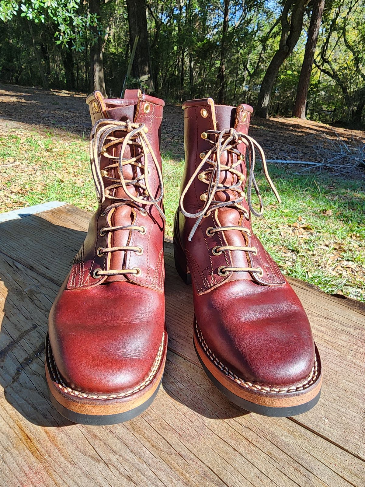 Photo by ProletariatPrince on November 2, 2025 of the Nicks Nicks X Parkhurst V3 in Wickett & Craig Chestnut Oiled Latigo.