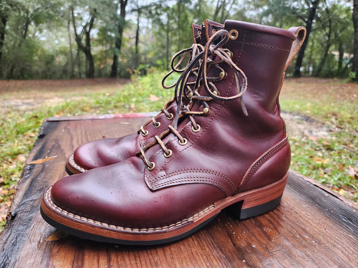 Photo by ProletariatPrince on December 5, 2025 of the Nicks Nicks X Parkhurst V3 in Wickett & Craig Chestnut Oiled Latigo.