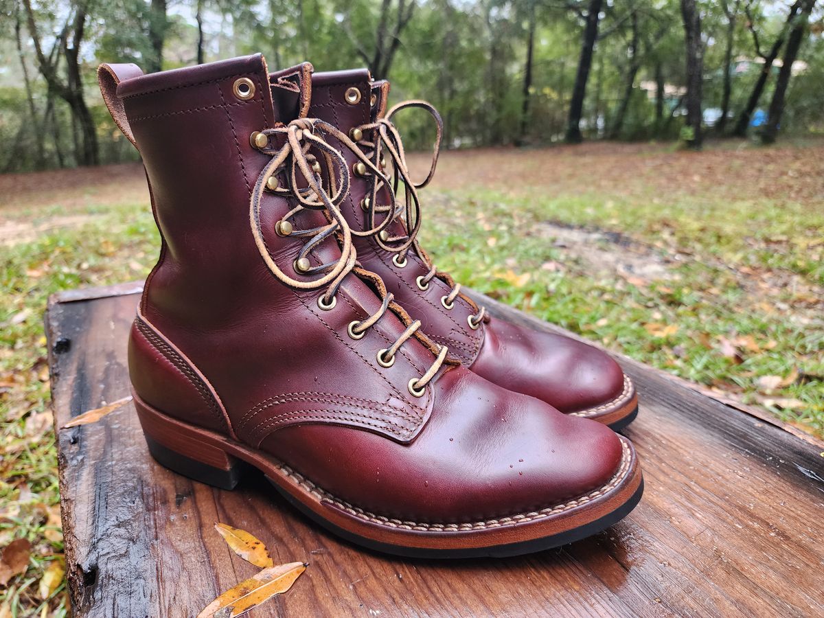 Photo by ProletariatPrince on December 5, 2025 of the Nicks Nicks X Parkhurst V3 in Wickett & Craig Chestnut Oiled Latigo.