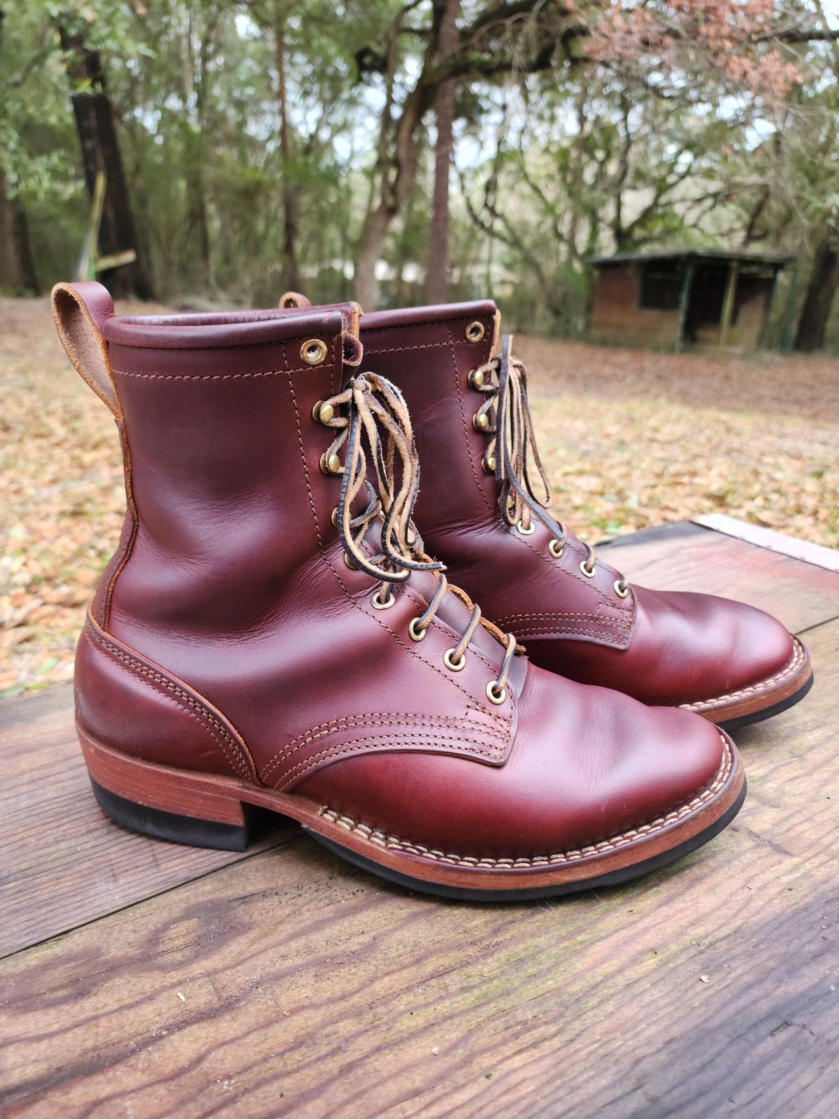 Photo by ProletariatPrince on February 4, 2026 of the Nicks Nicks X Parkhurst V3 in Wickett & Craig Chestnut Oiled Latigo.