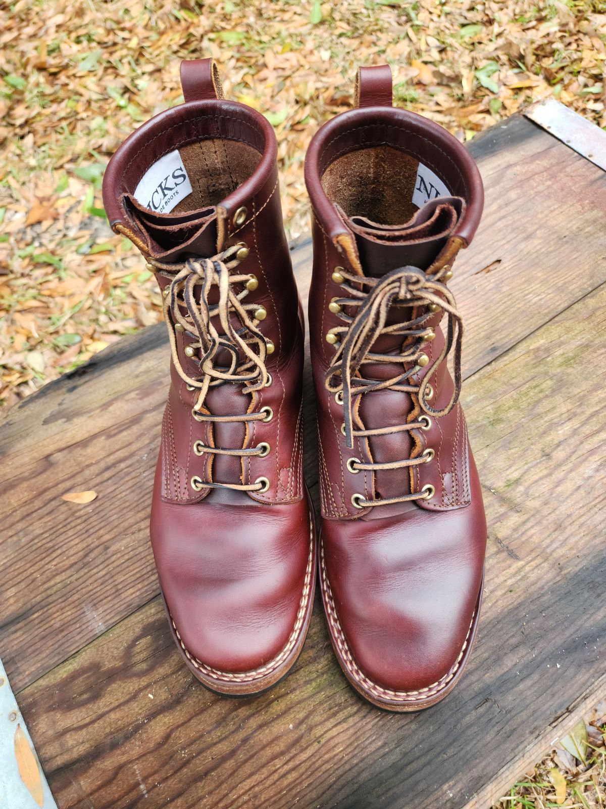 Photo by ProletariatPrince on February 4, 2026 of the Nicks Nicks X Parkhurst V3 in Wickett & Craig Chestnut Oiled Latigo.