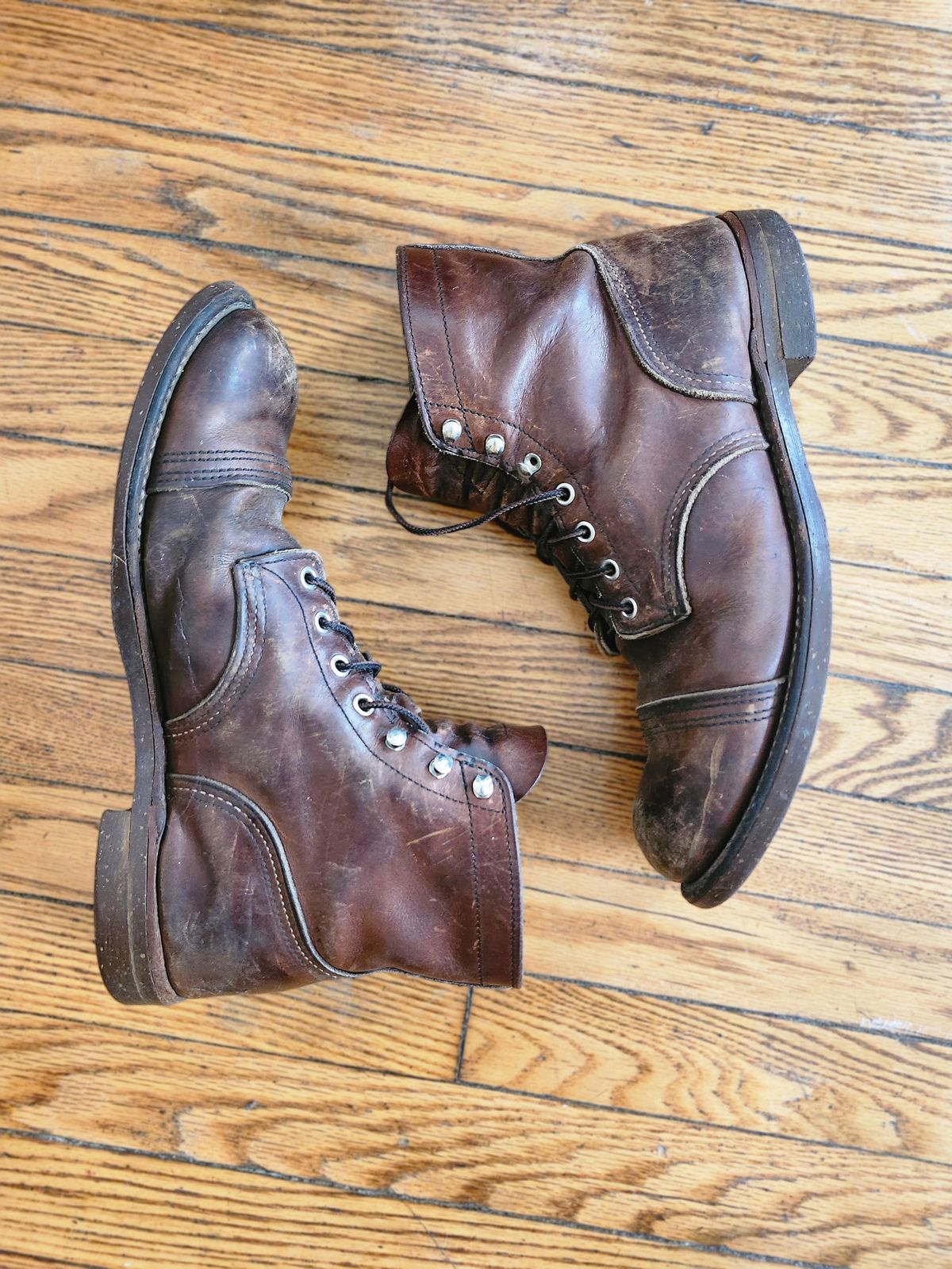 Photo by mountain_trash_forever on August 1, 2024 of the Red Wing Iron Ranger in S.B. Foot Amber Harness.