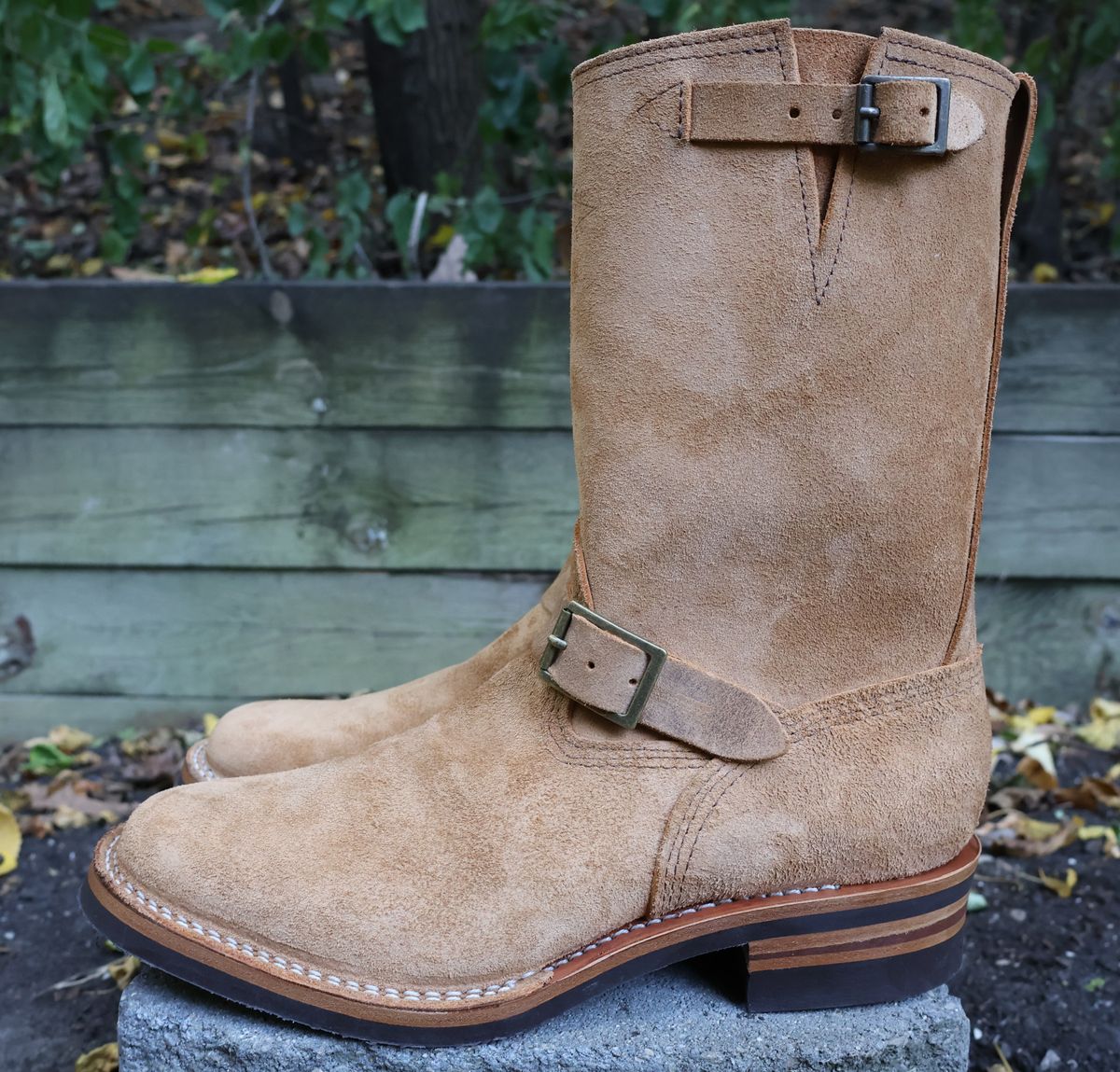 Photo by ahzrukal on October 1, 2025 of the Wesco x Ship John Derroll Boot in Seidel British Tan Domain Roughout.