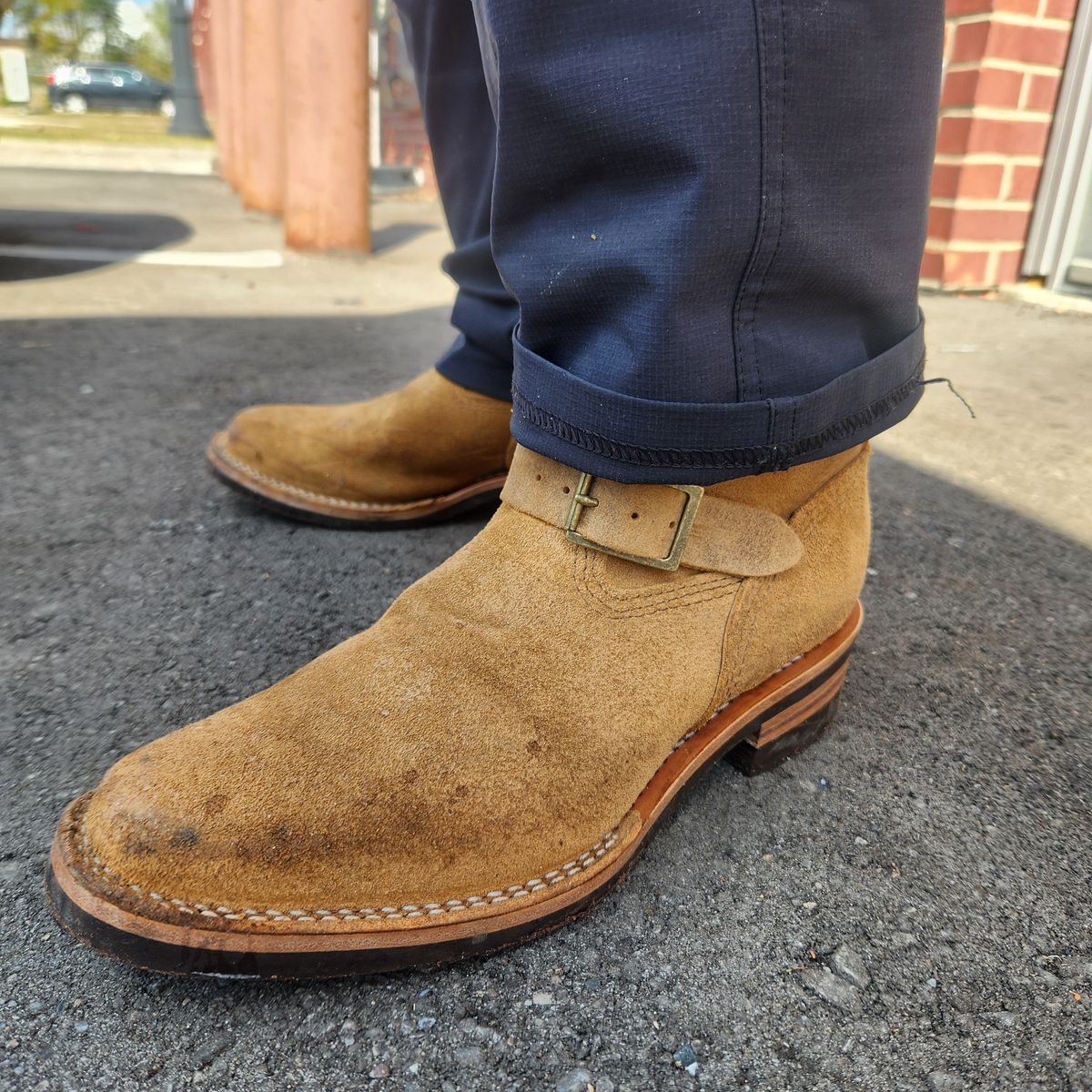 Photo by ahzrukal on October 4, 2025 of the Wesco x Ship John Derroll Boot in Seidel British Tan Domain Roughout.
