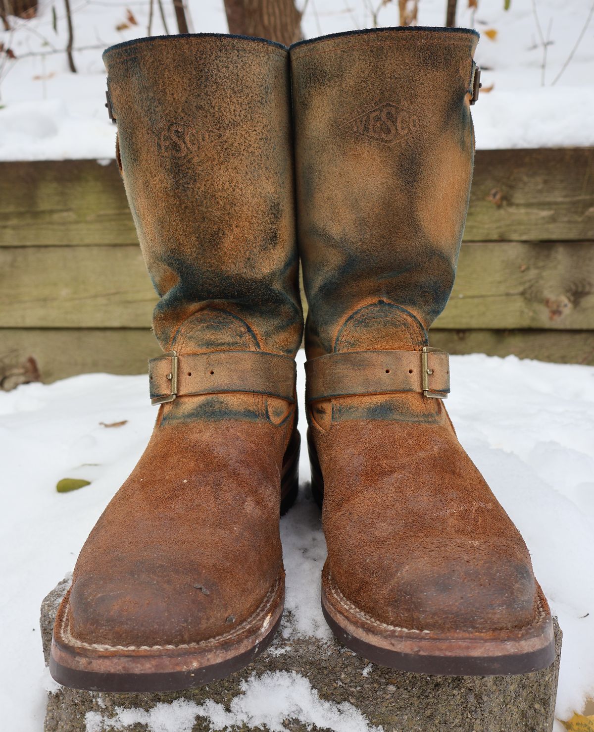 Photo by ahzrukal on December 2, 2025 of the Wesco x Ship John Derroll Boot in Seidel British Tan Domain Roughout.