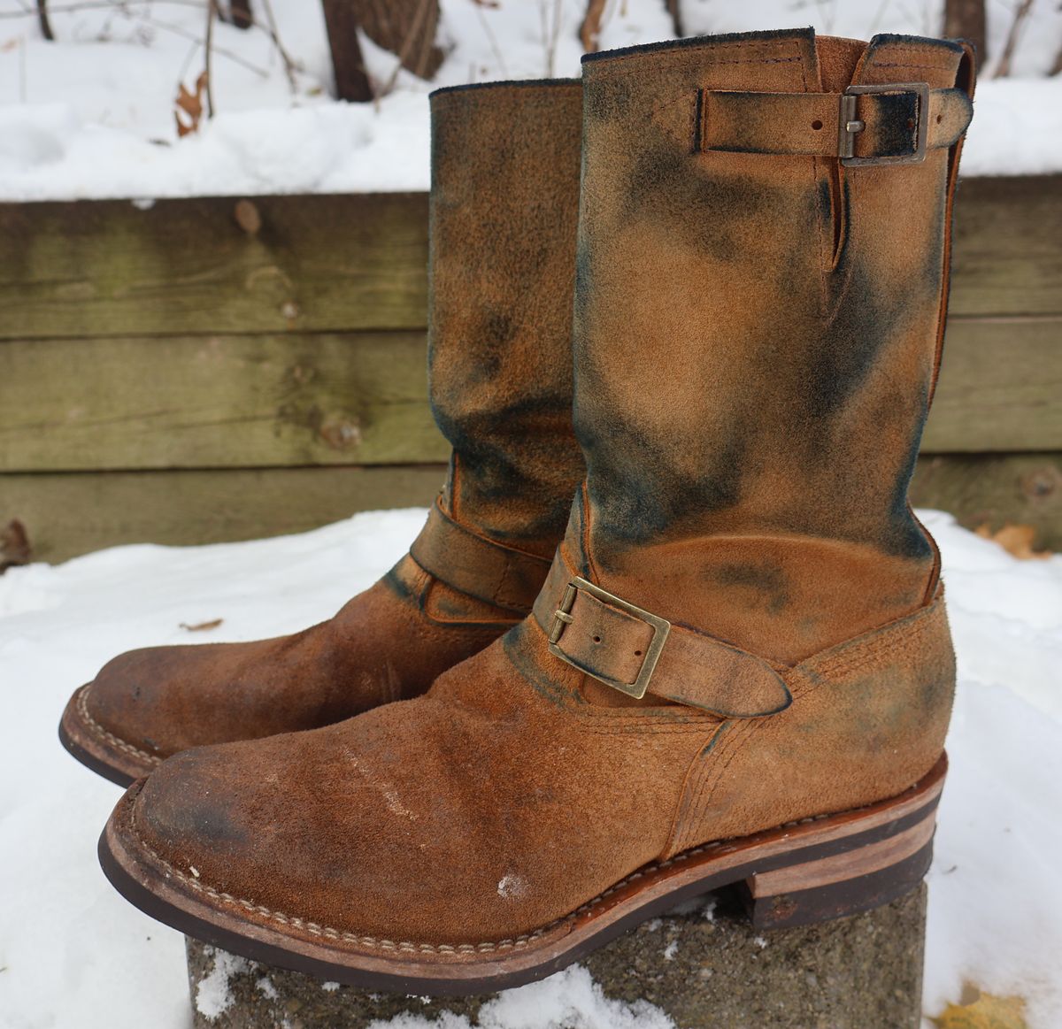 Photo by ahzrukal on December 2, 2025 of the Wesco x Ship John Derroll Boot in Seidel British Tan Domain Roughout.