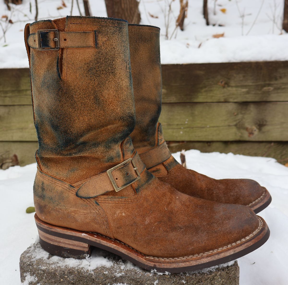 Photo by ahzrukal on December 2, 2025 of the Wesco x Ship John Derroll Boot in Seidel British Tan Domain Roughout.