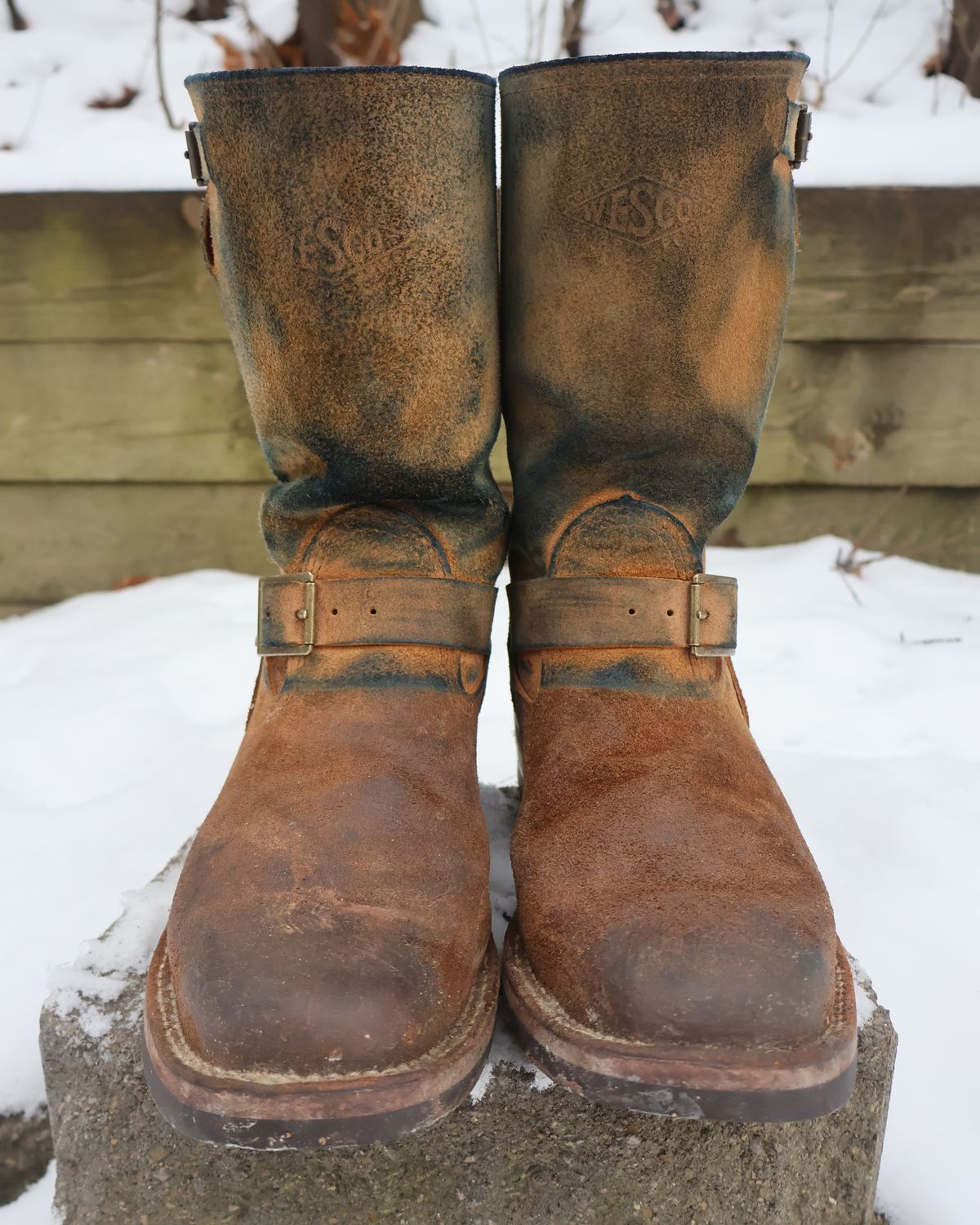 Photo by ahzrukal on January 4, 2026 of the Wesco x Ship John Derroll Boot in Seidel British Tan Domain Roughout.