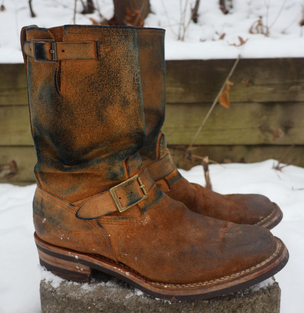 Photo by ahzrukal on January 4, 2026 of the Wesco x Ship John Derroll Boot in Seidel British Tan Domain Roughout.