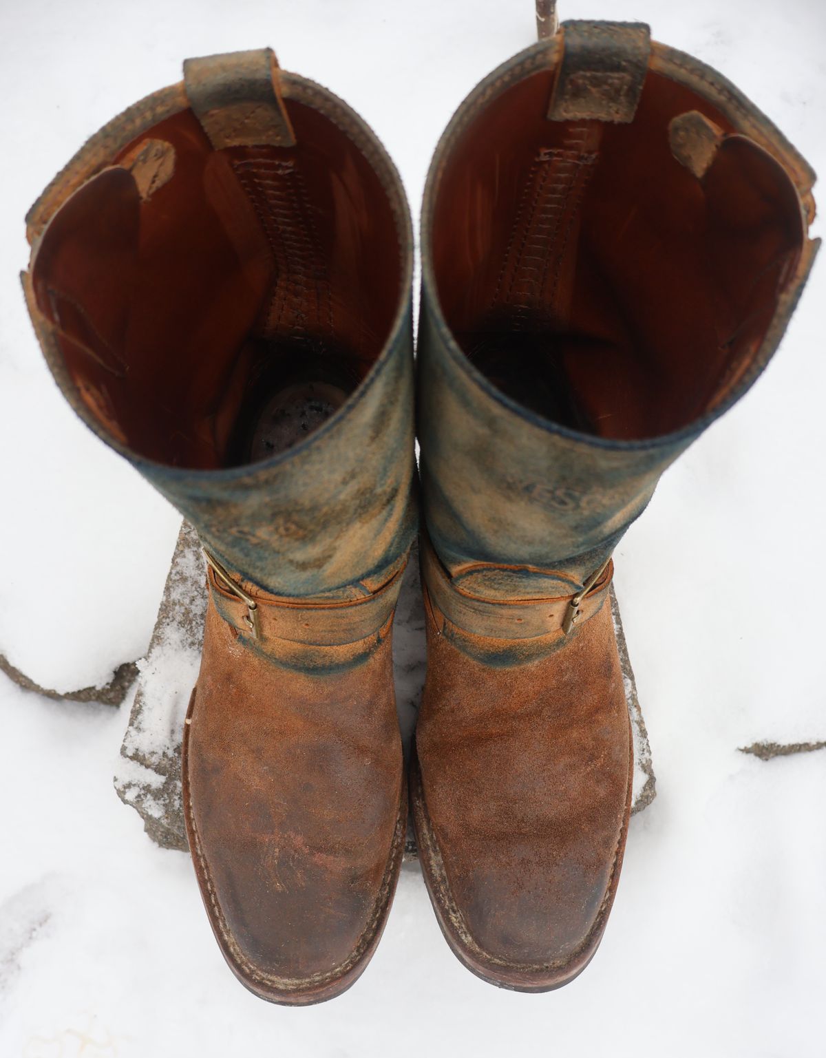 Photo by ahzrukal on January 4, 2026 of the Wesco x Ship John Derroll Boot in Seidel British Tan Domain Roughout.