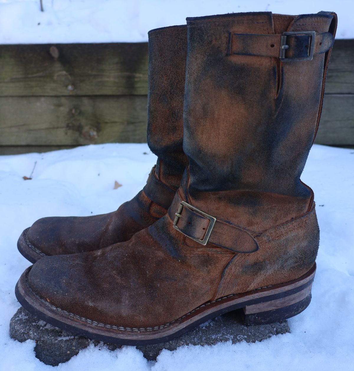 Photo by ahzrukal on February 1, 2026 of the Wesco x Ship John Derroll Boot in Seidel British Tan Domain Roughout.