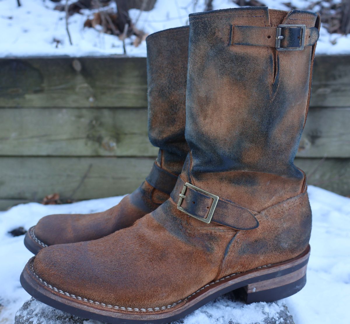 Photo by ahzrukal on March 1, 2026 of the Wesco x Ship John Derroll Boot in Seidel British Tan Domain Roughout.