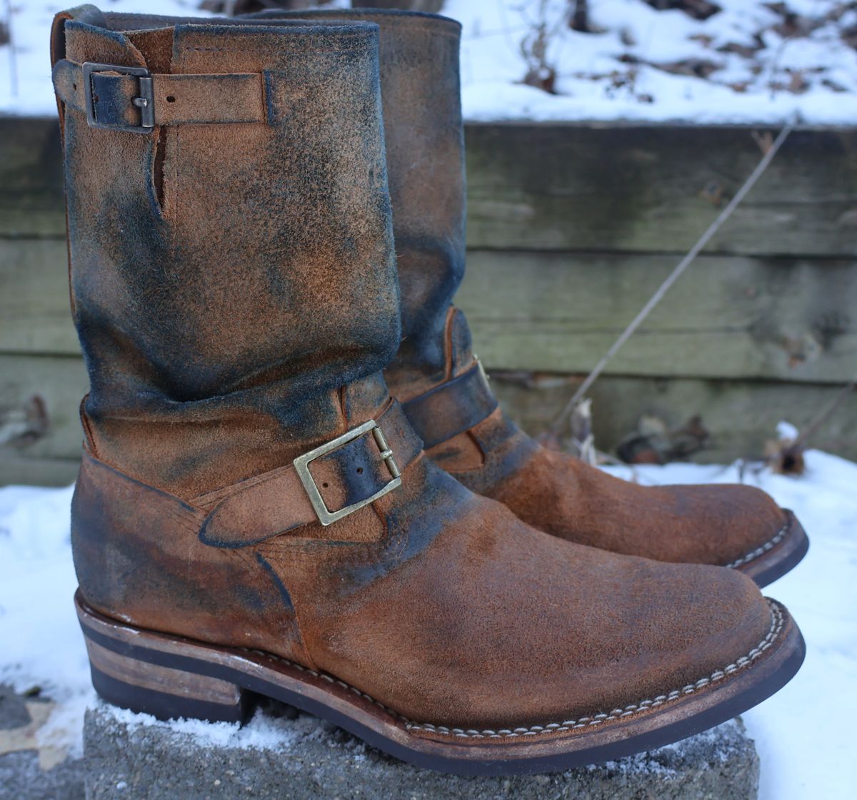 Photo by ahzrukal on March 1, 2026 of the Wesco x Ship John Derroll Boot in Seidel British Tan Domain Roughout.