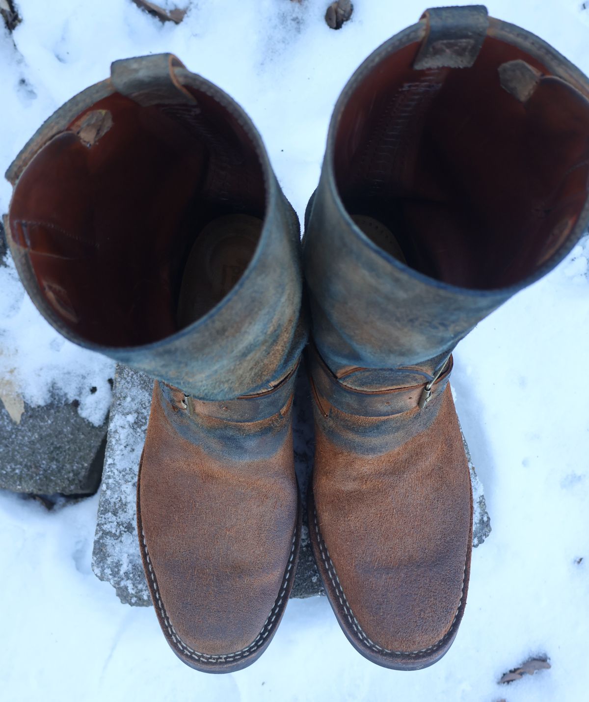 Photo by ahzrukal on March 1, 2026 of the Wesco x Ship John Derroll Boot in Seidel British Tan Domain Roughout.