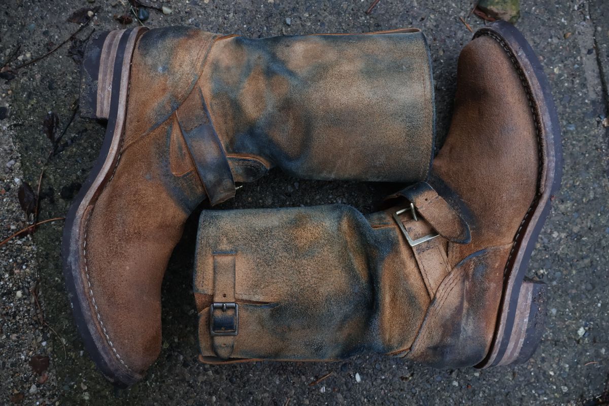 Photo by ahzrukal on April 4, 2026 of the Wesco x Ship John Derroll Boot in Seidel British Tan Domain Roughout.