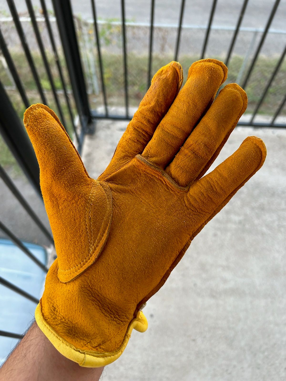 Photo by billyburl on October 1, 2025 of the Firm GRIP Deer Skin Work Gloves in Yellow Deer Skin.
