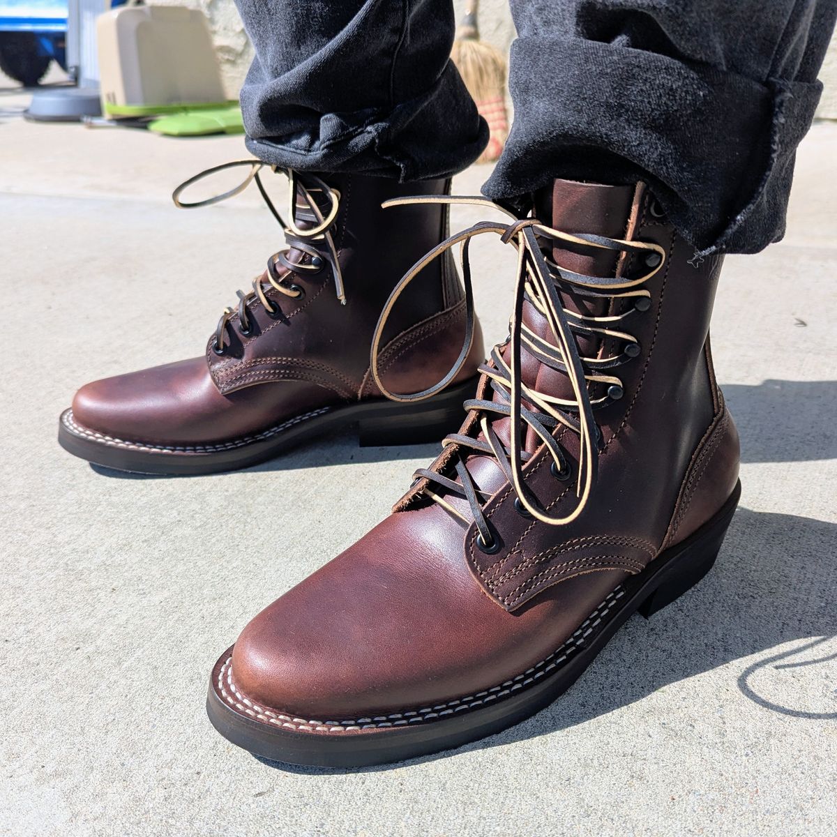 Photo by chipadoodle on February 19, 2026 of the Nicks Dress 1925 in Wickett & Craig Buck Brown Double Stuffed.