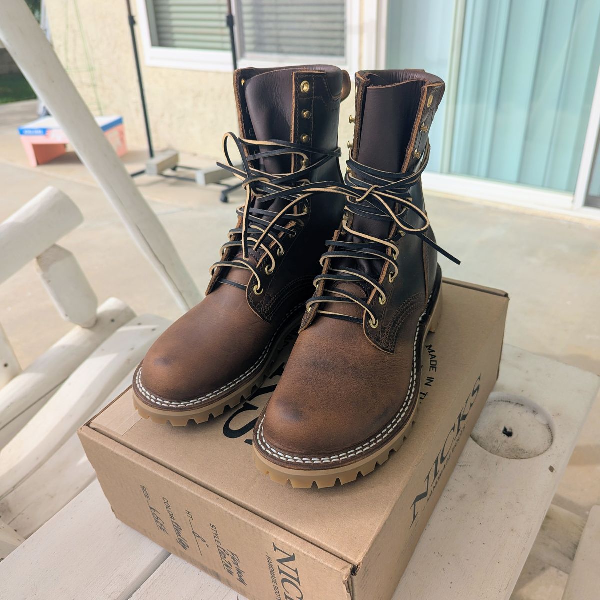 Photo by chipadoodle on November 4, 2025 of the Nicks Flexwork Pro in Horween Orange Predator.