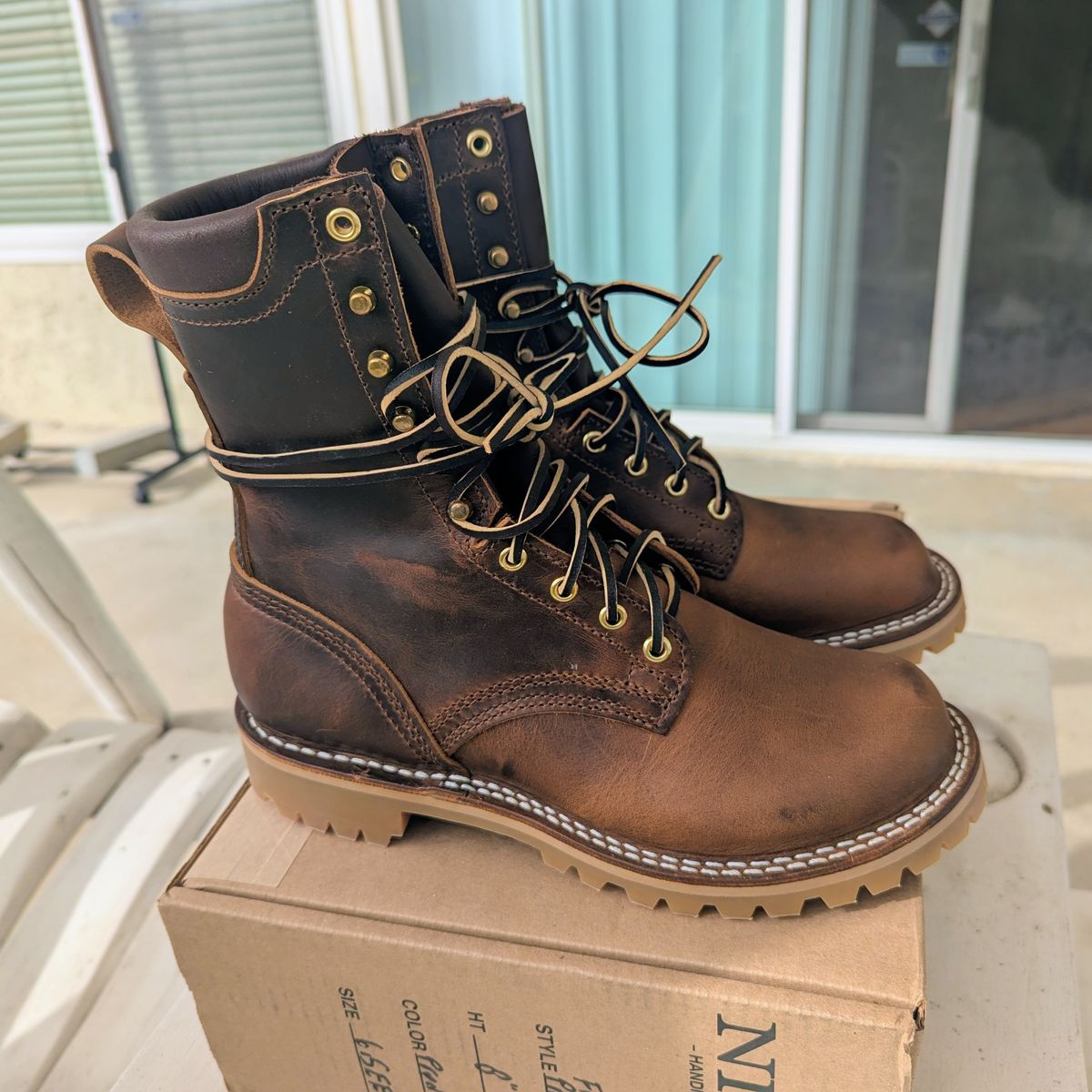 Photo by chipadoodle on November 4, 2025 of the Nicks Flexwork Pro in Horween Orange Predator.