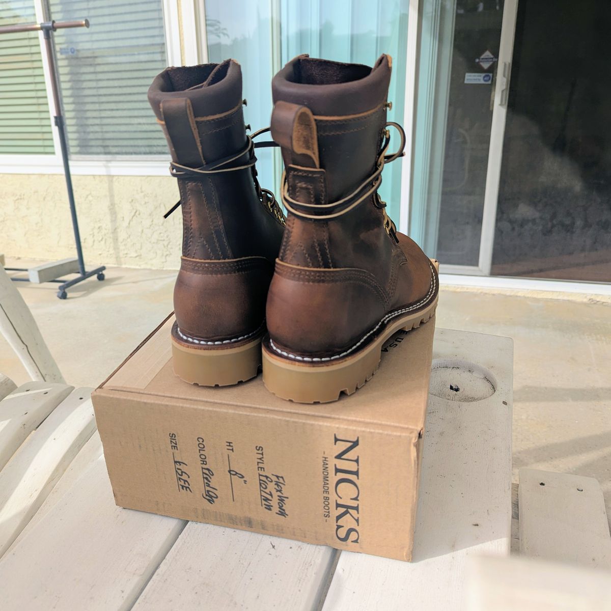 Photo by chipadoodle on November 4, 2025 of the Nicks Flexwork Pro in Horween Orange Predator.