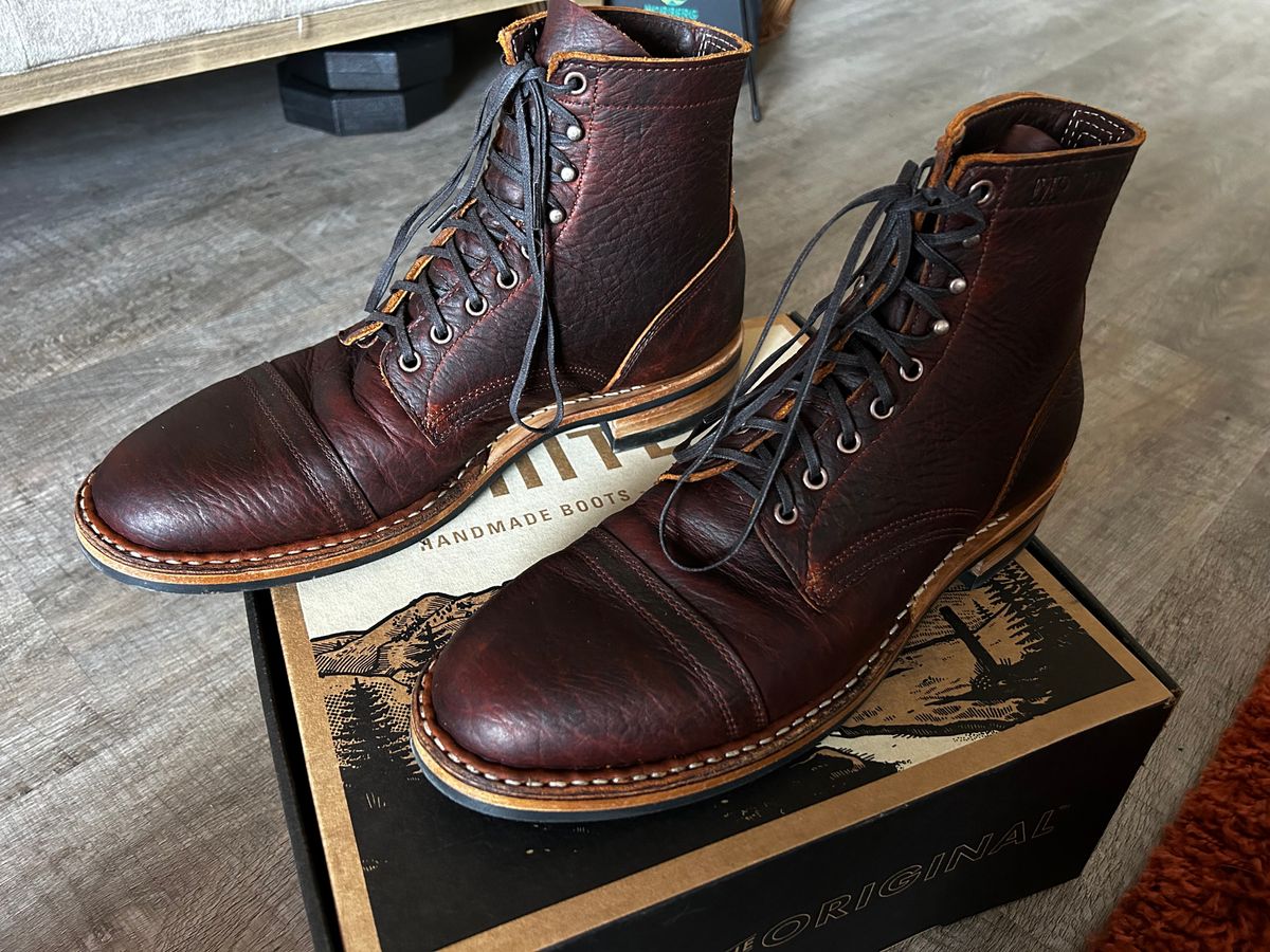 Photo by misterclean22 on January 21, 2024 of the White's MP-Sherman Toe Cap in Law Tanning Brown Bison.
