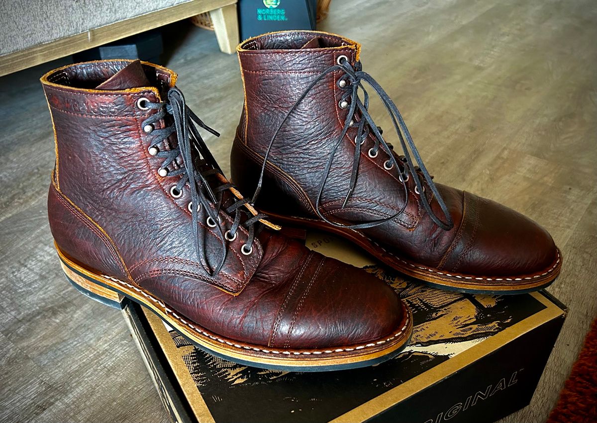 Photo by misterclean22 on January 21, 2024 of the White's MP-Sherman Toe Cap in Law Tanning Brown Bison.