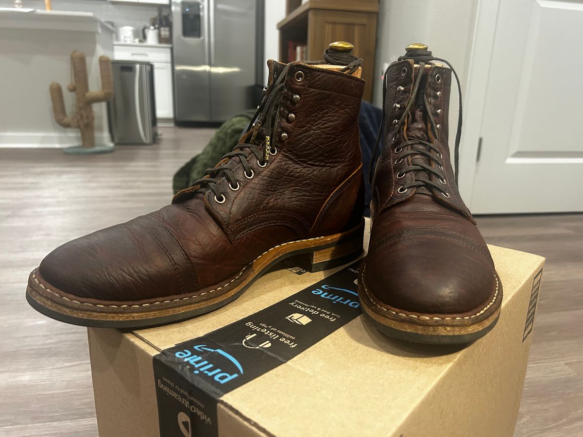 Photo by misterclean22 on February 6, 2025 of the White's MP-Sherman Toe Cap in Law Tanning Brown Bison.