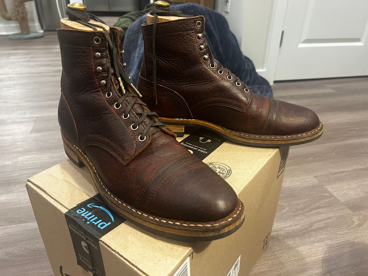 Photo by misterclean22 on February 6, 2025 of the White's MP-Sherman Toe Cap in Law Tanning Brown Bison.