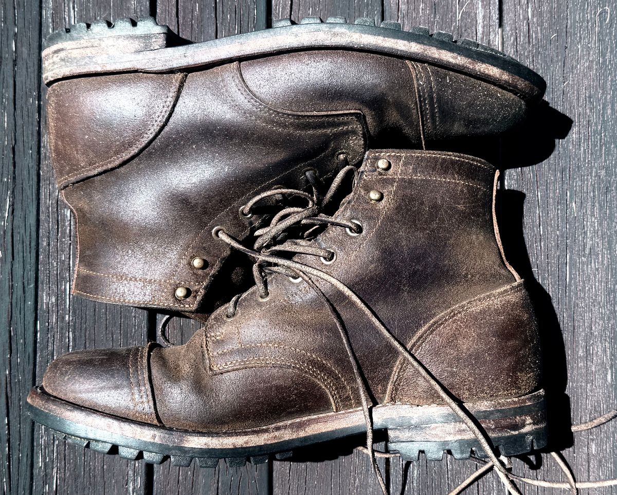 Photo by robrules on February 15, 2025 of the Truman Cap Toe Boot in Horween Dark Olive Waxed Flesh.