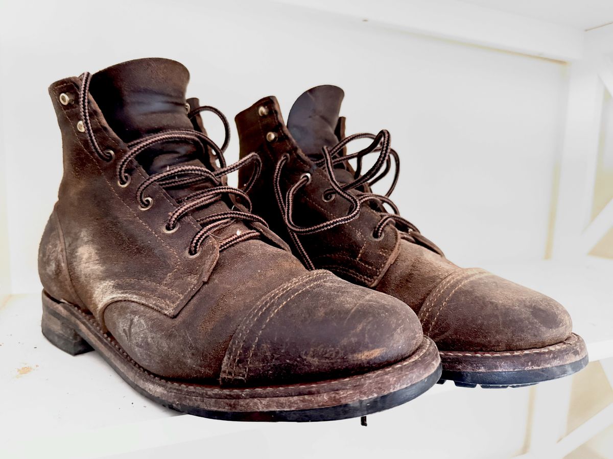 Photo by robrules on July 6, 2025 of the Truman Cap Toe Boot in Horween Dark Olive Waxed Flesh.
