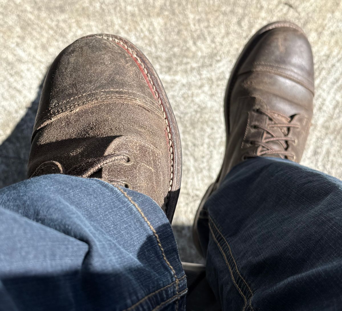 Photo by robrules on August 17, 2025 of the Truman Cap Toe Boot in Horween Dark Olive Waxed Flesh.