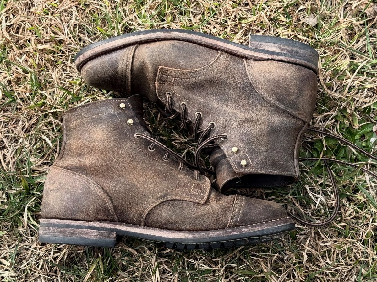 Photo by robrules on August 18, 2025 of the Truman Cap Toe Boot in Horween Dark Olive Waxed Flesh.