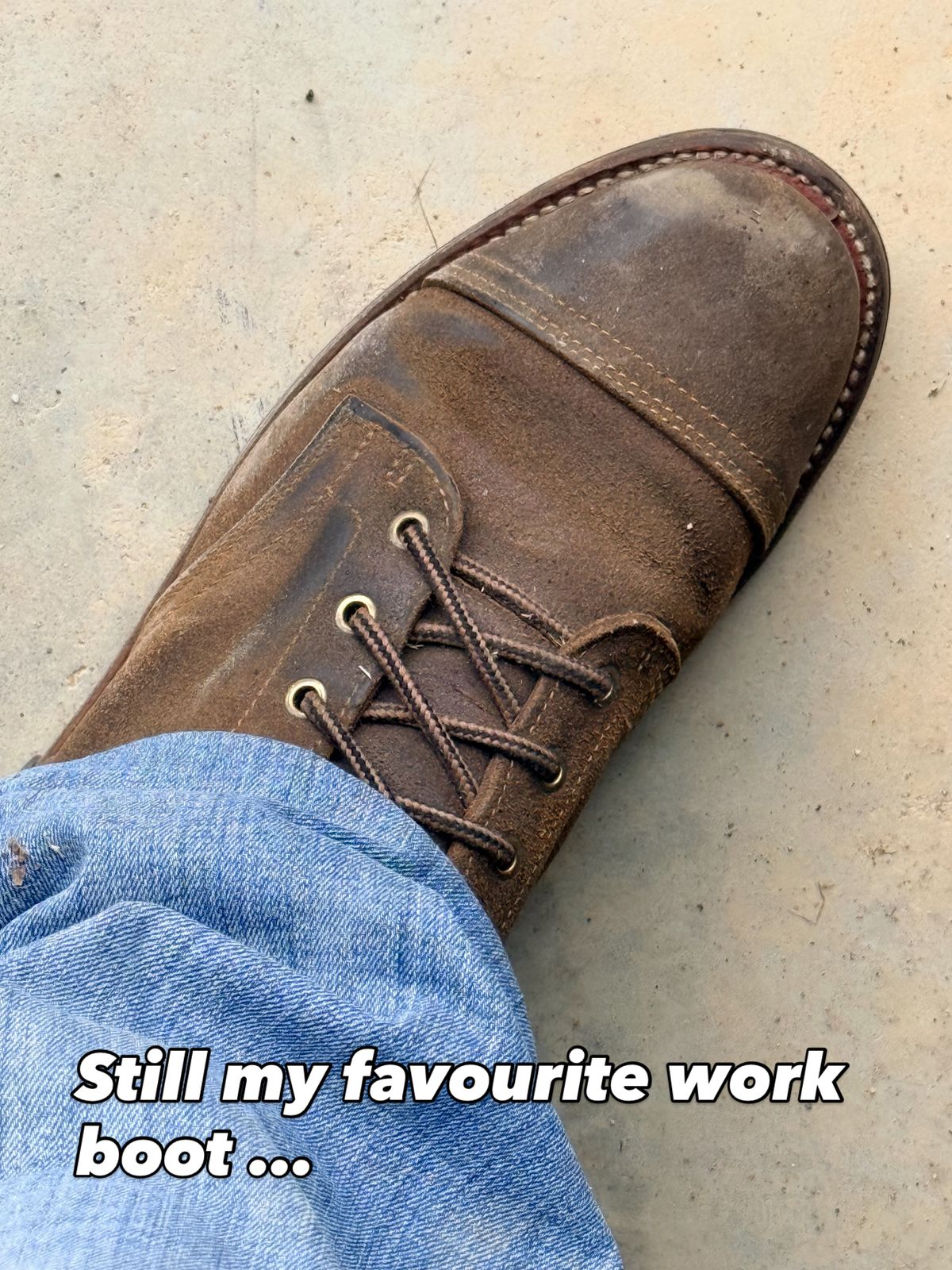 Photo by robrules on February 14, 2026 of the Truman Cap Toe Boot in Horween Dark Olive Waxed Flesh.
