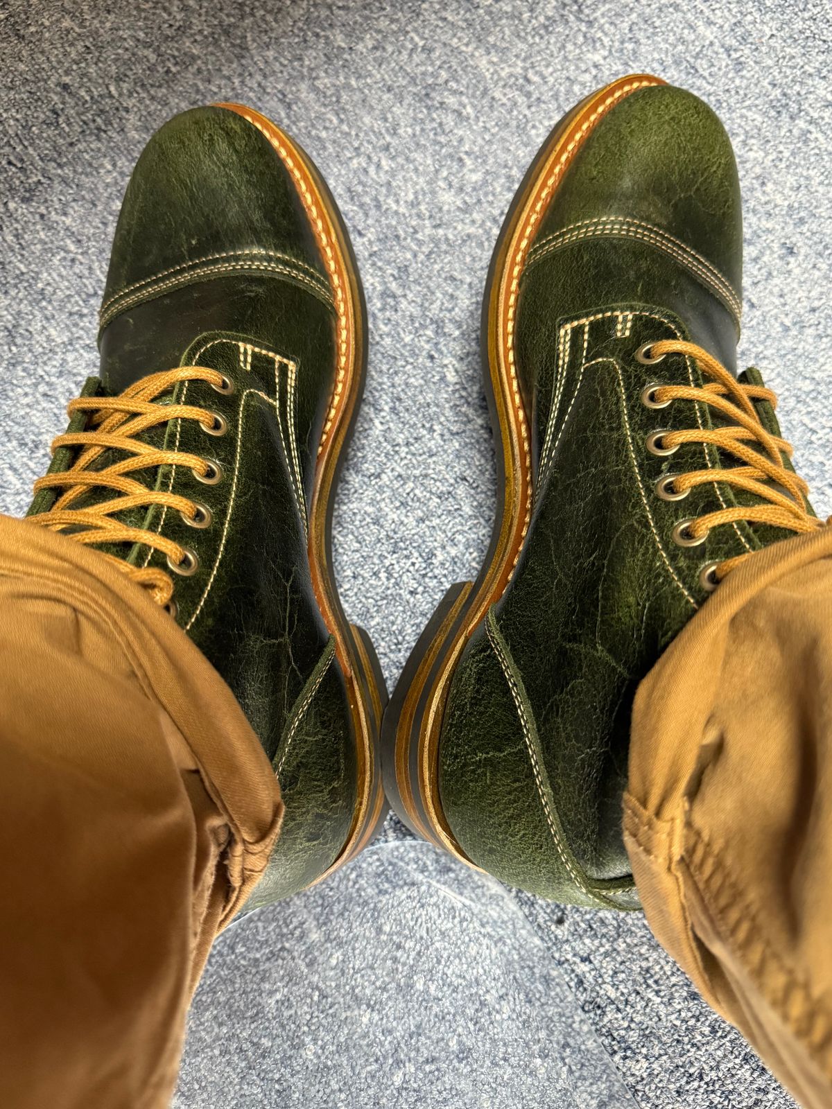 Photo by robrules on February 25, 2025 of the Truman Cap Toe Boot in Seaweed Crazy Cow.