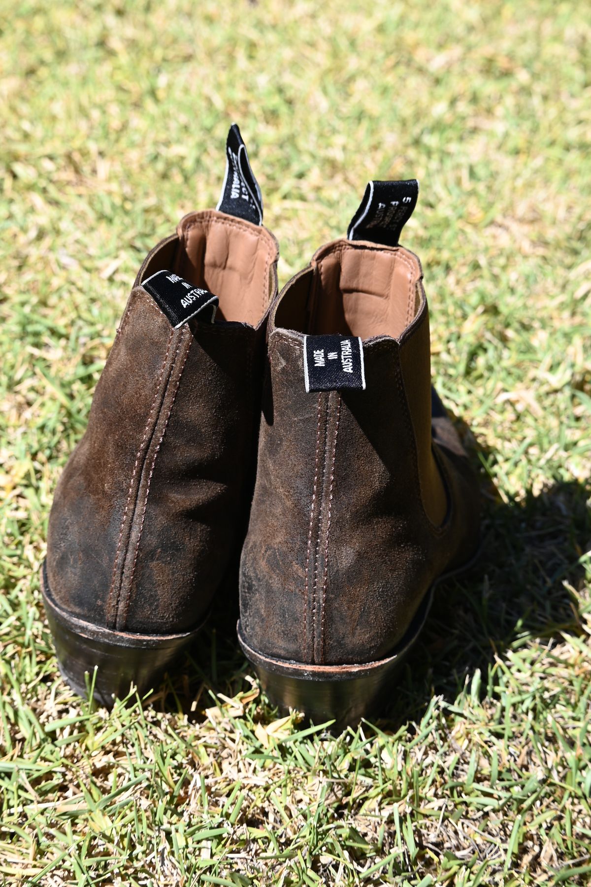 Photo by robrules on December 4, 2025 of the R.M. Williams Sante Fe in C.F. Stead Waxy Commander Stone.