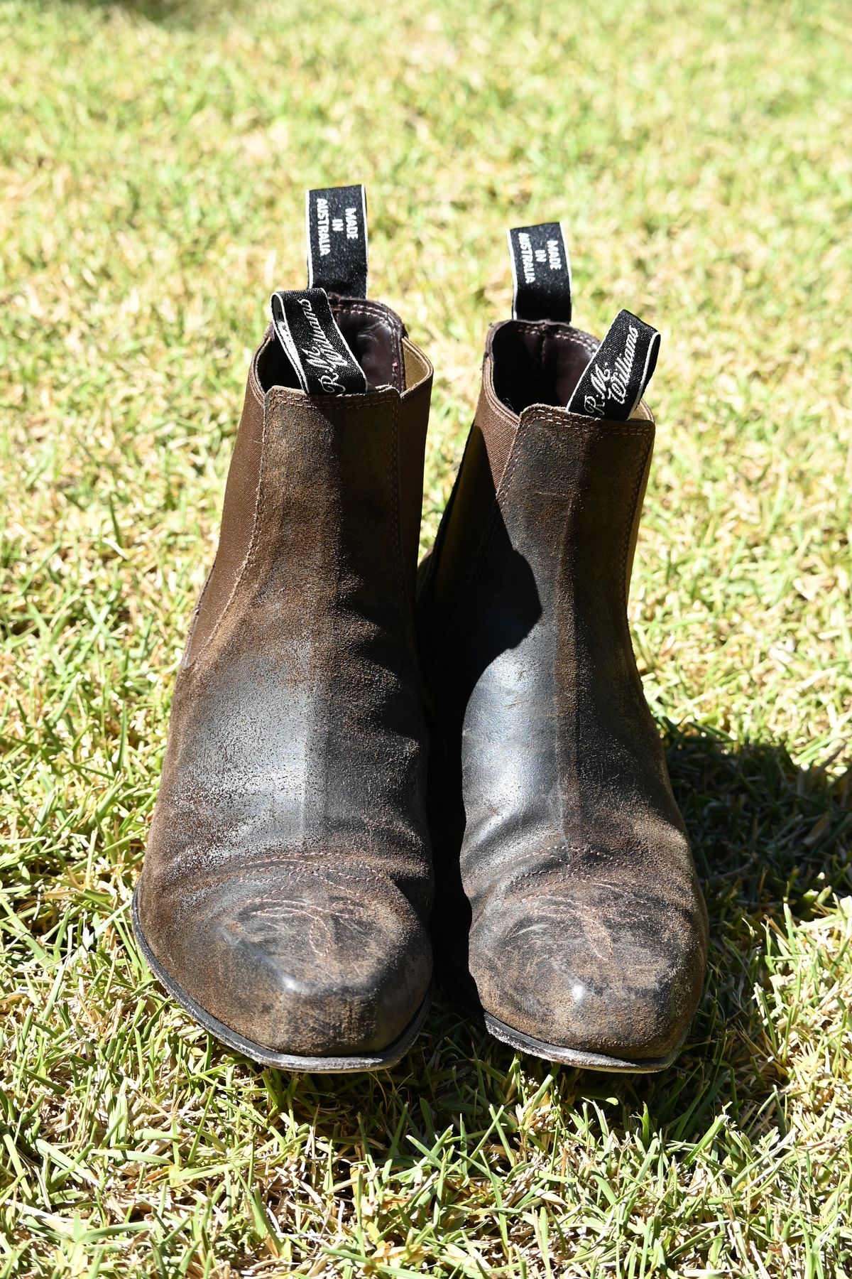 Photo by robrules on December 4, 2025 of the R.M. Williams Sante Fe in C.F. Stead Waxy Commander Stone.