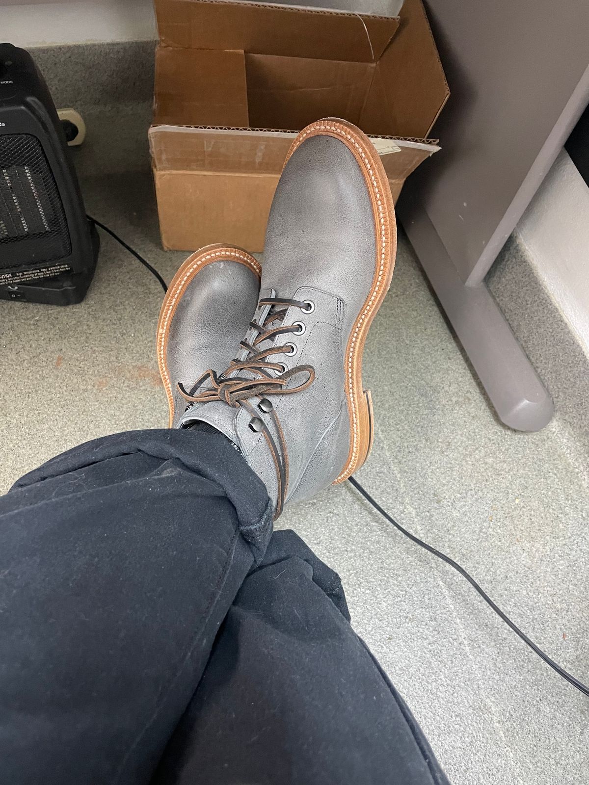 Photo by JGWTP on November 22, 2024 of the Grant Stone Diesel Boot in C.F. Stead Storm Waxed Kudu.