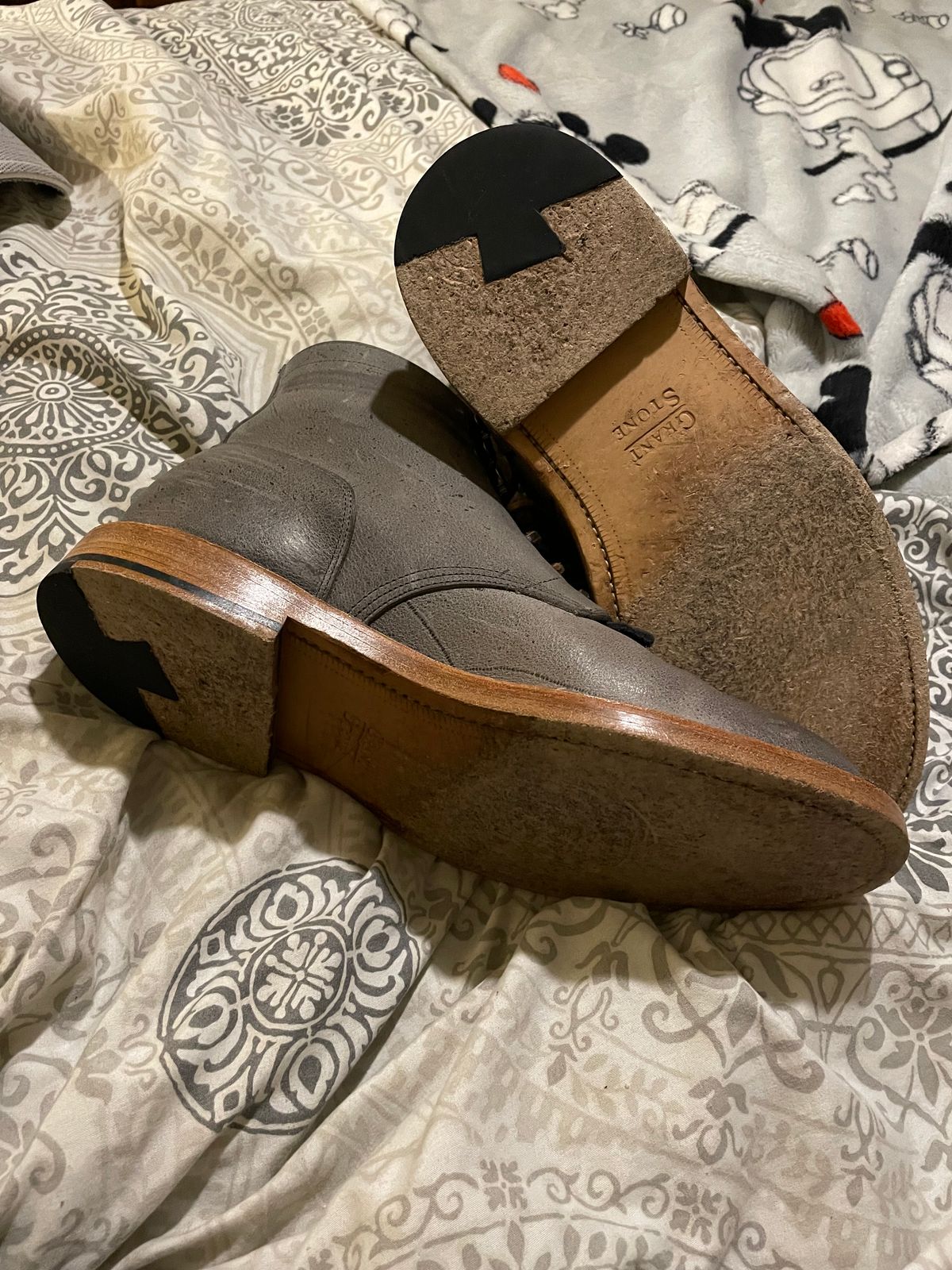 Photo by JGWTP on December 23, 2024 of the Grant Stone Diesel Boot in C.F. Stead Storm Waxed Kudu.