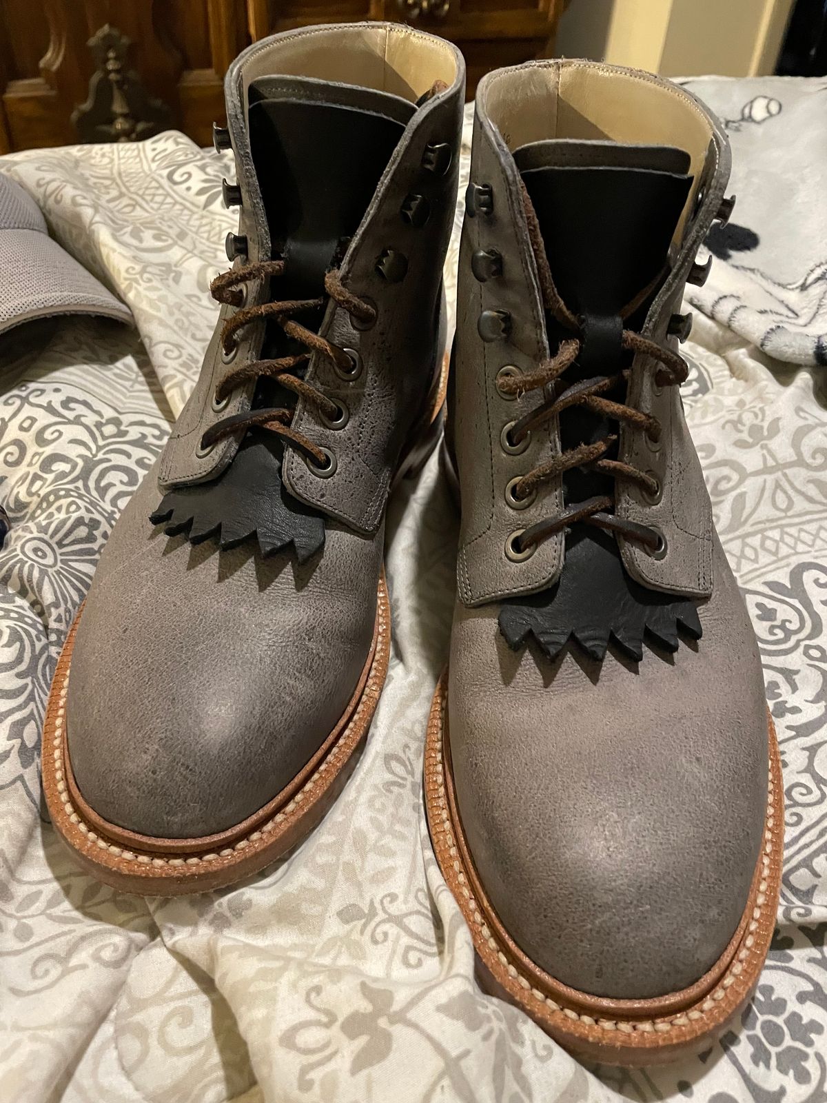 Photo by JGWTP on December 23, 2024 of the Grant Stone Diesel Boot in C.F. Stead Storm Waxed Kudu.