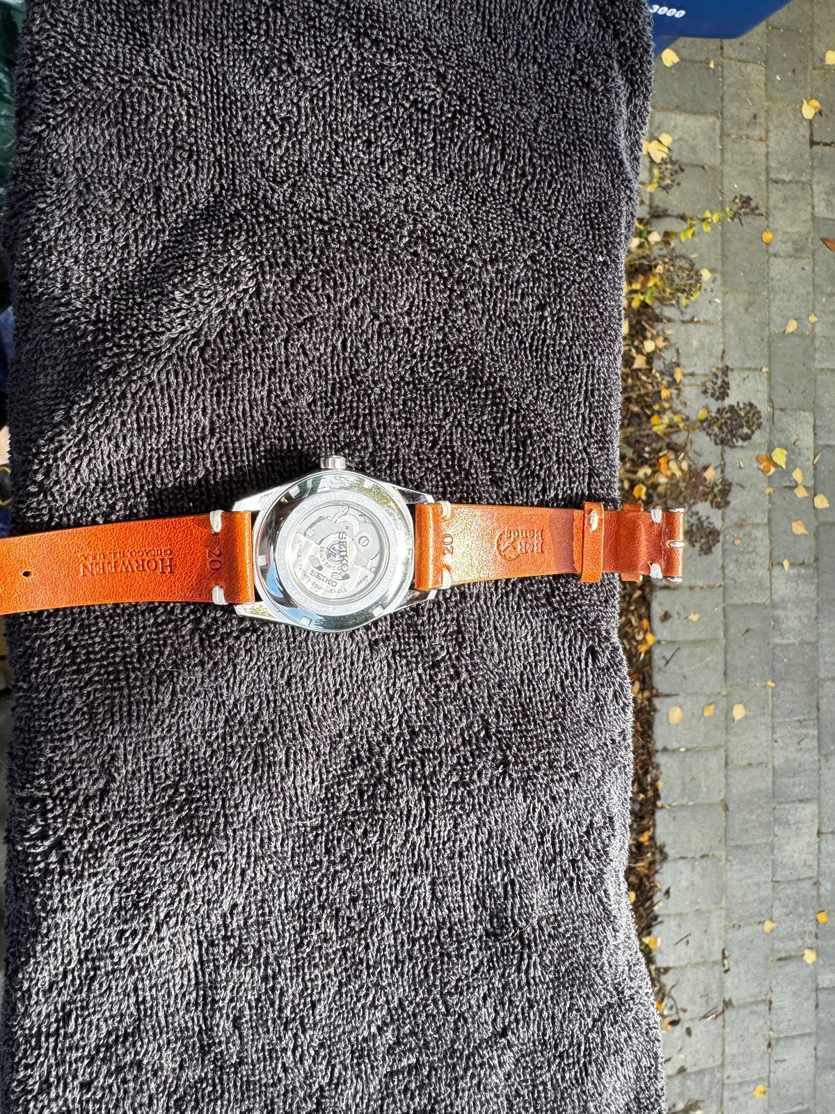 Photo by Doug on November 2, 2025 of the B&R Bands Classic Vintage Watch Band in Horween English Tan Dublin.