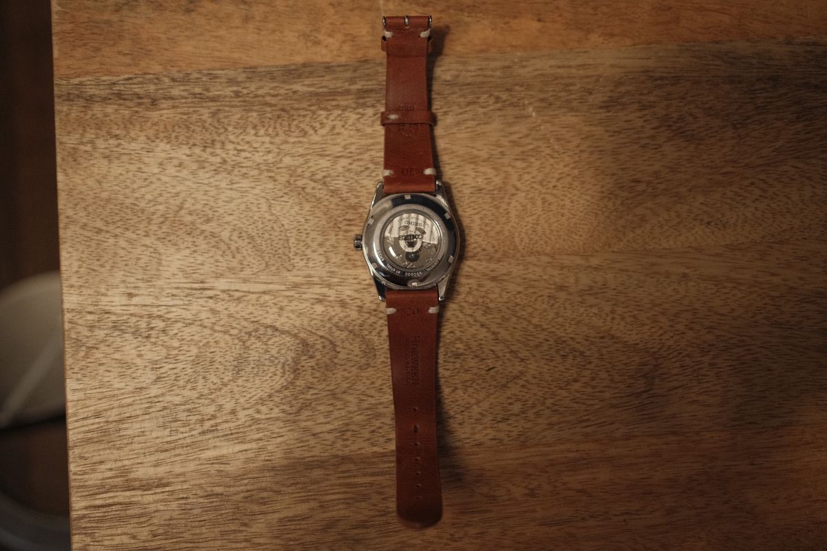 Photo by Doug on January 2, 2026 of the B&R Bands Classic Vintage Watch Band in Horween English Tan Dublin.