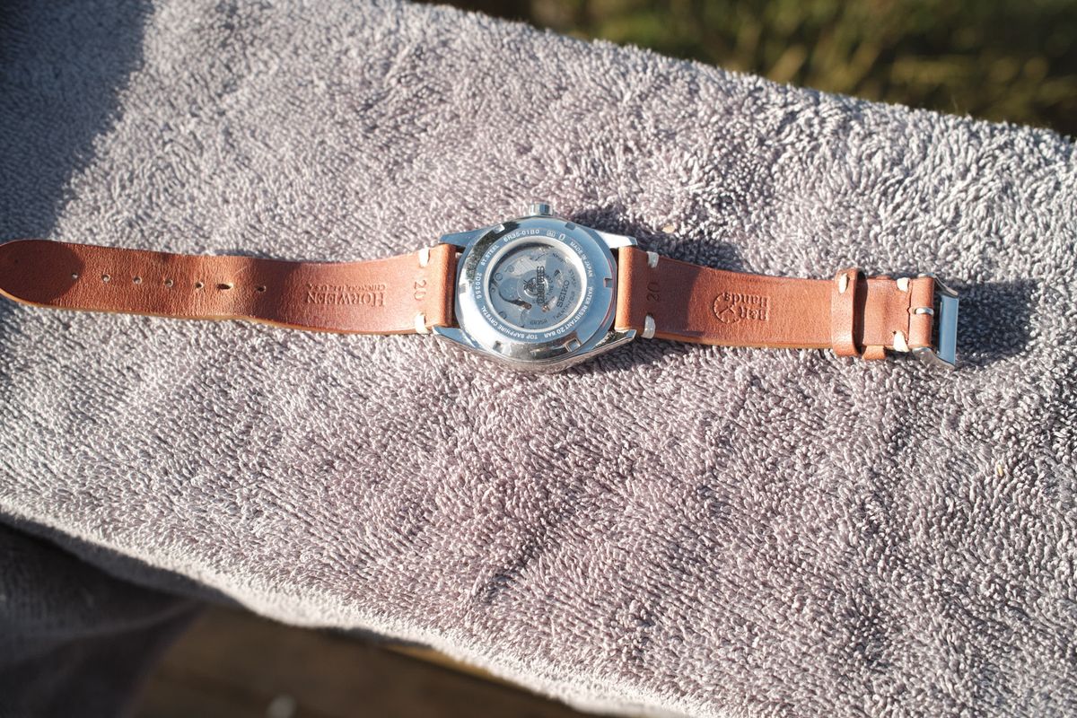 Photo by Doug on February 5, 2026 of the B&R Bands Classic Vintage Watch Band in Horween English Tan Dublin.