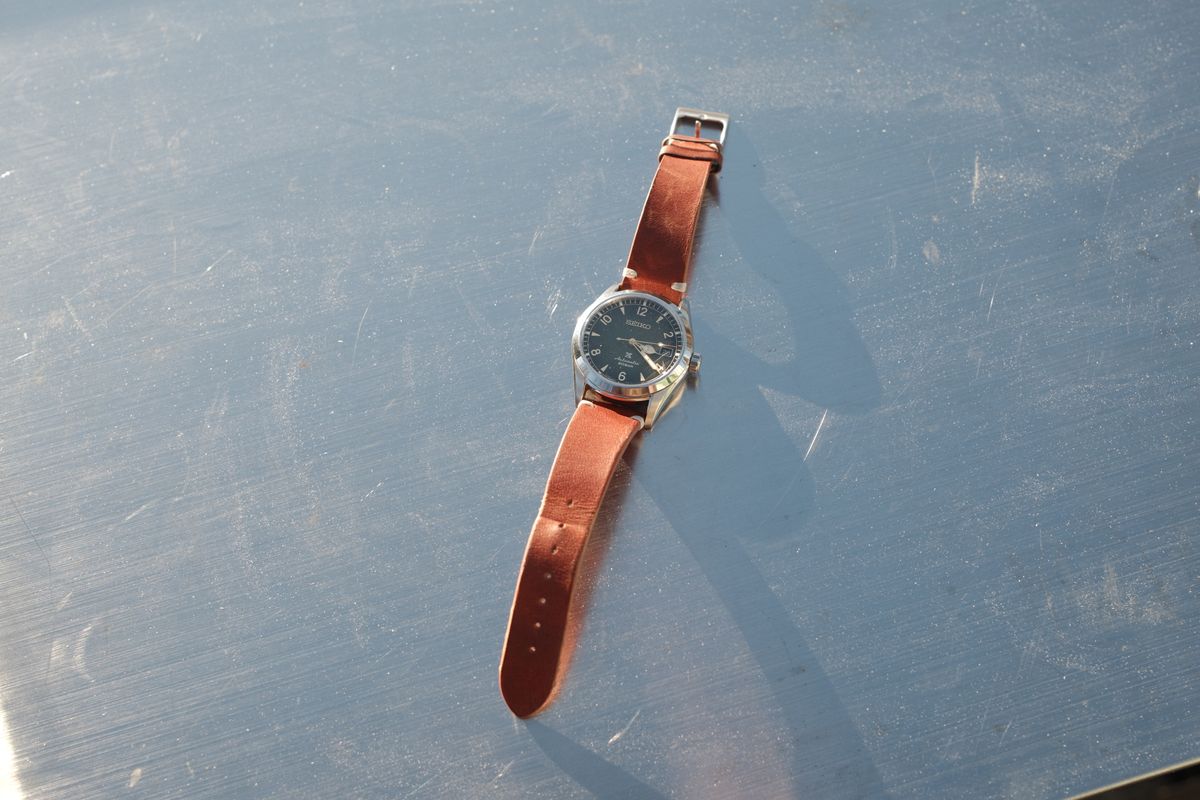 Photo by Doug on March 2, 2026 of the B&R Bands Classic Vintage Watch Band in Horween English Tan Dublin.